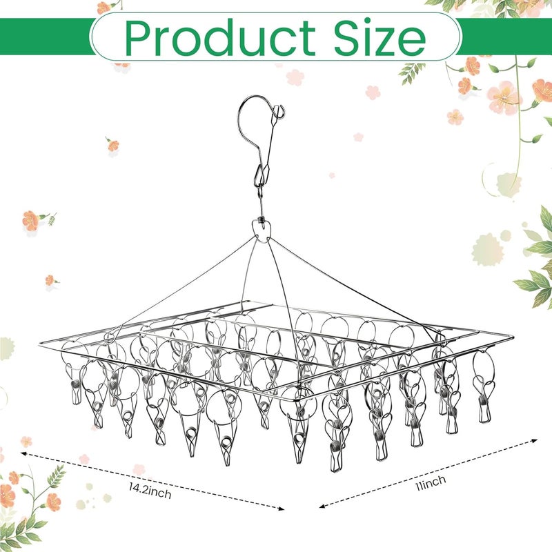 BrightRow 6 Pcs Herb Drying Rack Hanging - Stainless Steel with Clips Clothes Laundry Drying Rack Hanger Collapsible for Plants Bud Weed Onion Macrame Flower Spices(Square) - Image 2